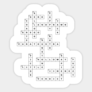 (1962LF) Crossword pattern with words from a famous 1962 science fiction book. Sticker